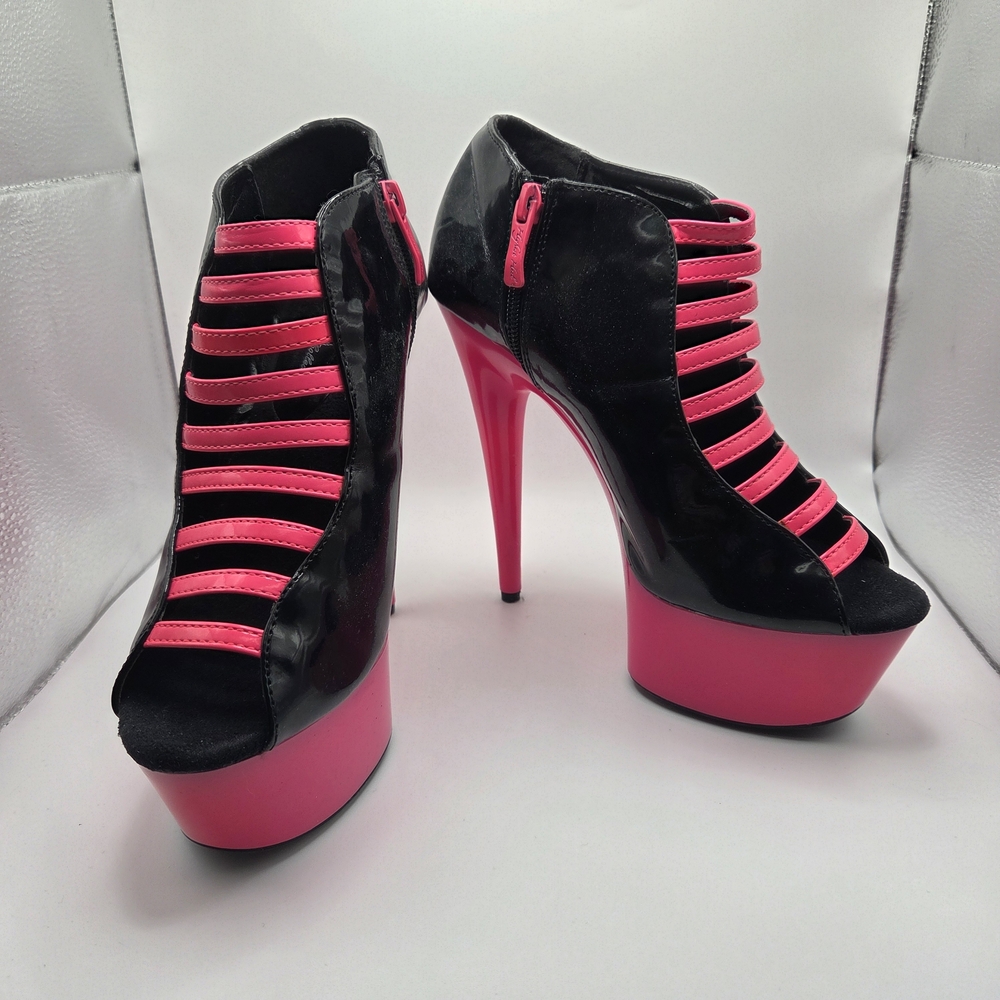 Elegant Black and Pink Strappy Heels